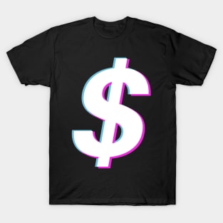 Dollar Sign Vaporwave Glitch Art T-Shirt